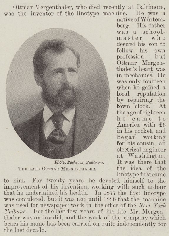 Den bortgångne Ottmar Mergenthaler av English Photographer