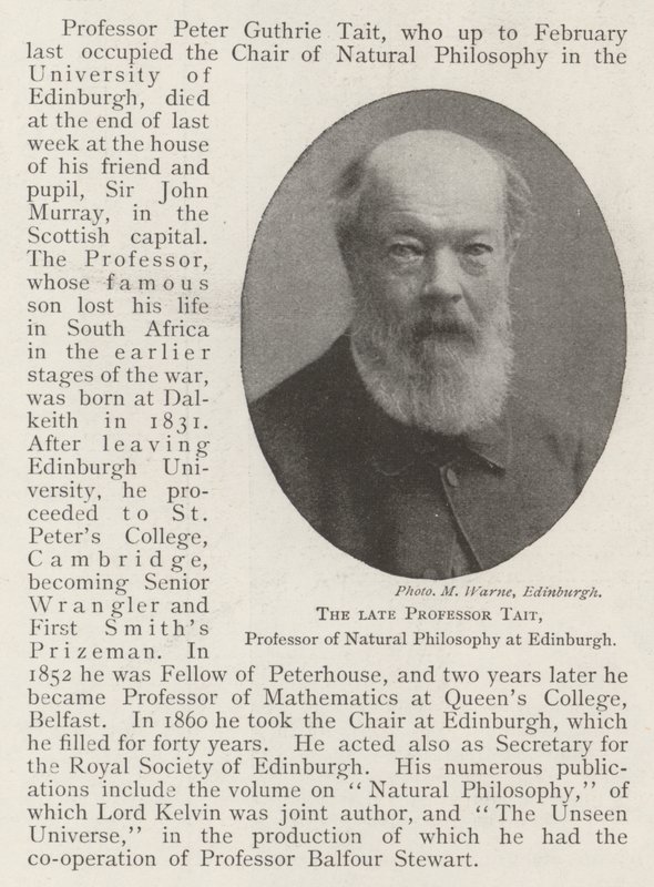 Den bortgångne professor Tait, professor i naturfilosofi i Edinburgh av English Photographer