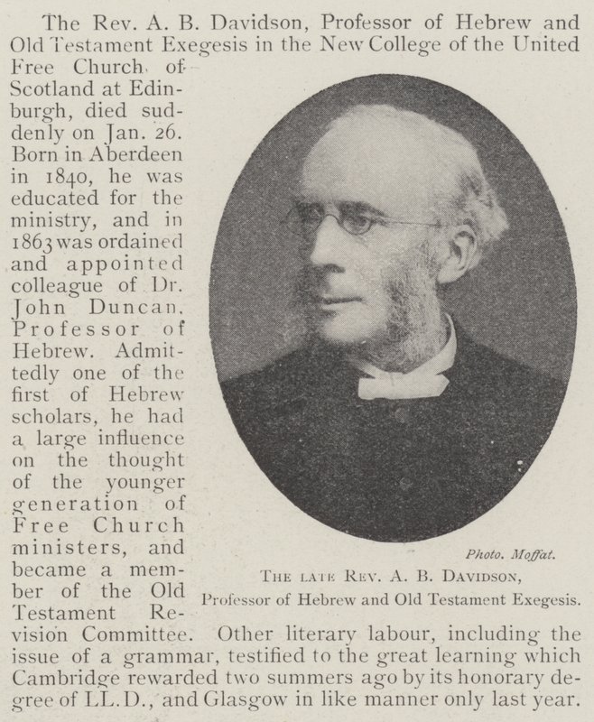 Den framlidne pastor A B Davidson, professor i hebreiska och Gamla testamentets exegetik av English Photographer