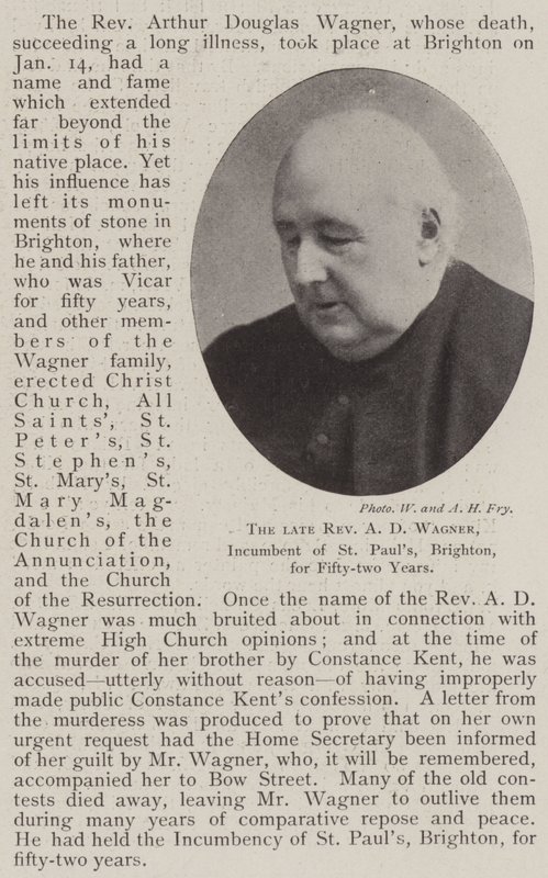Den avlidne pastor AD Wagner, sittande i St Pauls, Brighton, i femtiotvå år av English Photographer