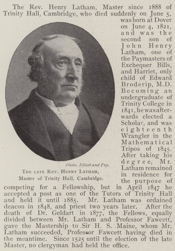 Den framlidne pastor Henry Latham, mästare i Trinity Hall, Cambridge av English Photographer