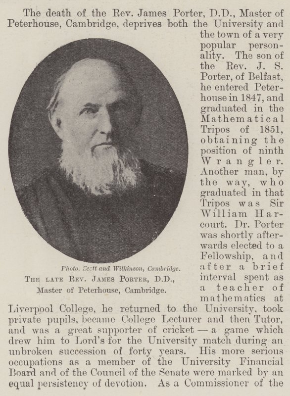 Den framlidne pastor James Porter, DD, Master of Peterhouse, Cambridge av English Photographer