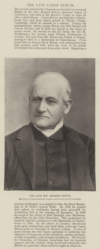 Den framlidne pastor Richard Elwyn, Master of Charterhouse School och Canon of Canterbury av English Photographer