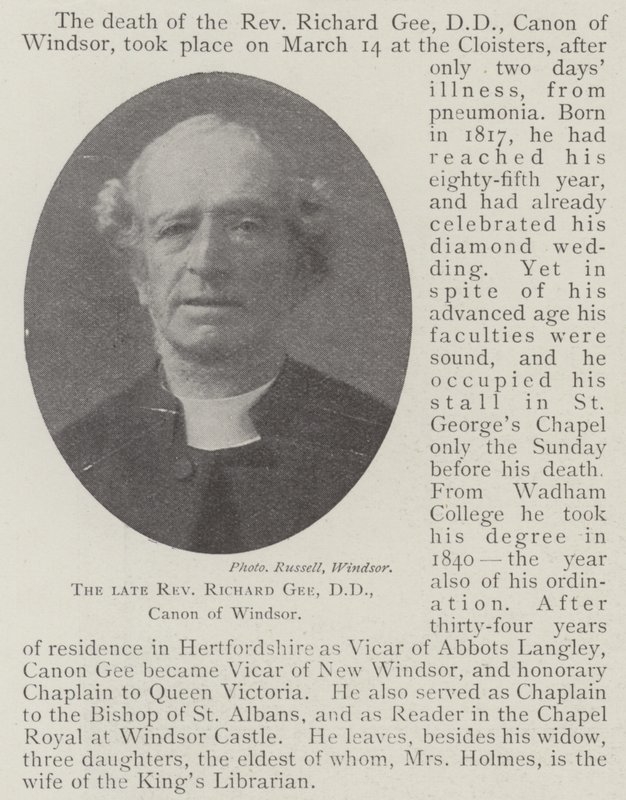 Den framlidne pastor Richard Gee, DD, kanon av Windsor av English Photographer