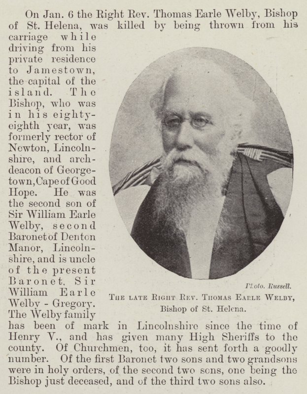 Den framlidne höger pastor Thomas Earle Welby, biskop av St Helena av English Photographer