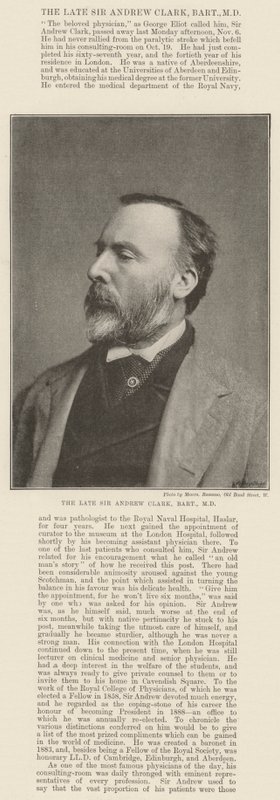 Den framlidne Sir Andrew Clark, Baronet, MD av English Photographer