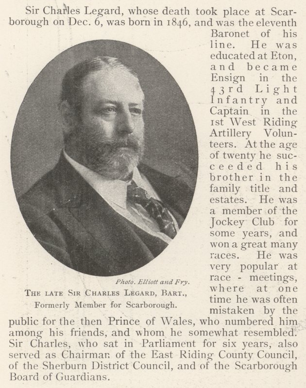 Den framlidne Sir Charles Legard, Baronet, tidigare medlem för Scarborough av English Photographer
