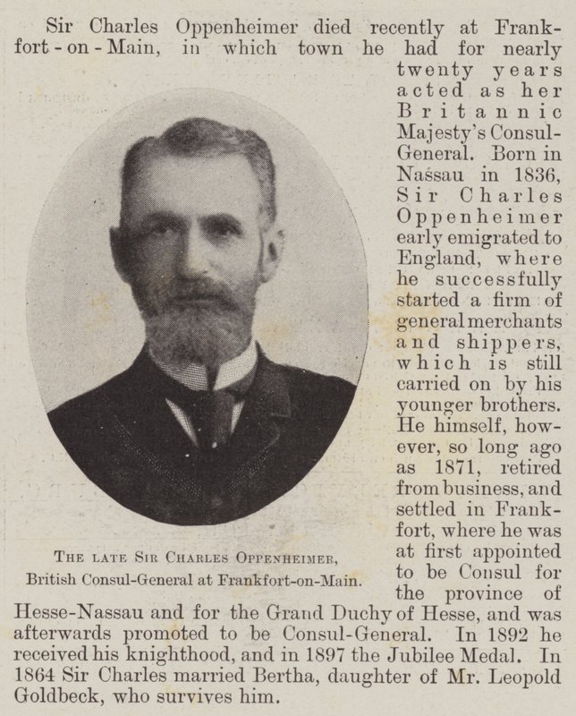 Den framlidne Sir Charles Oppenheimer, brittisk generalkonsul i Frankfort-on-Main av English Photographer