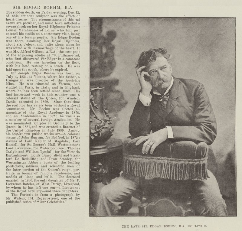 Den bortgångne Sir Edgar Boehm, RA, skulptör av English Photographer