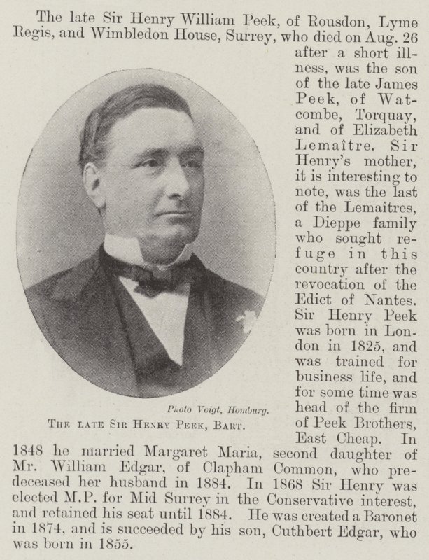 Den bortgångne Sir Henry Peek, Baronet av English Photographer