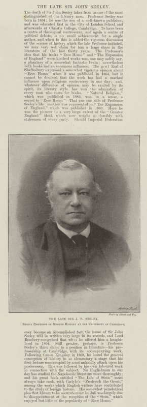 Den framlidne Sir J R Seeley, Regius professor i modern historia vid University of Cambridge av English Photographer