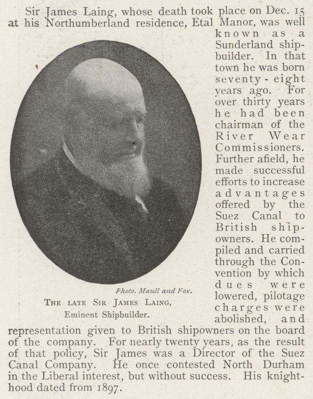 Den framlidne Sir James Laing, framstående skeppsbyggare av English Photographer