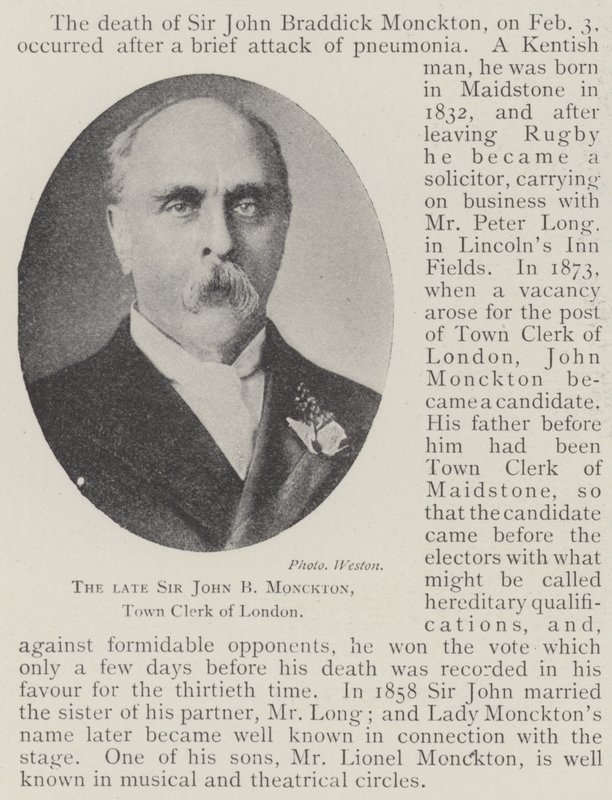 Den framlidne Sir John B Monckton, stadstjänsteman i London av English Photographer