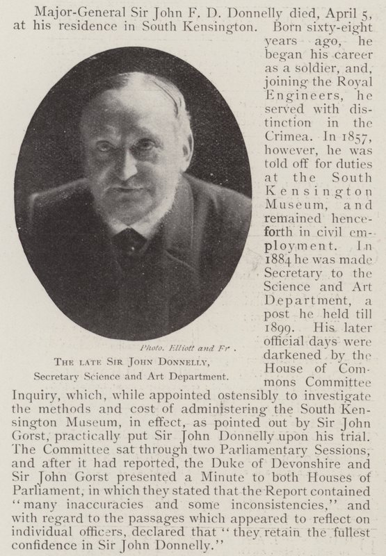 Den bortgångne Sir John Donnelly, sekreterare för vetenskap och konst av English Photographer