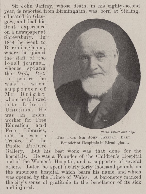 Den bortgångne Sir John Jaffray, Baronet, grundare av sjukhus i Birmingham av English Photographer