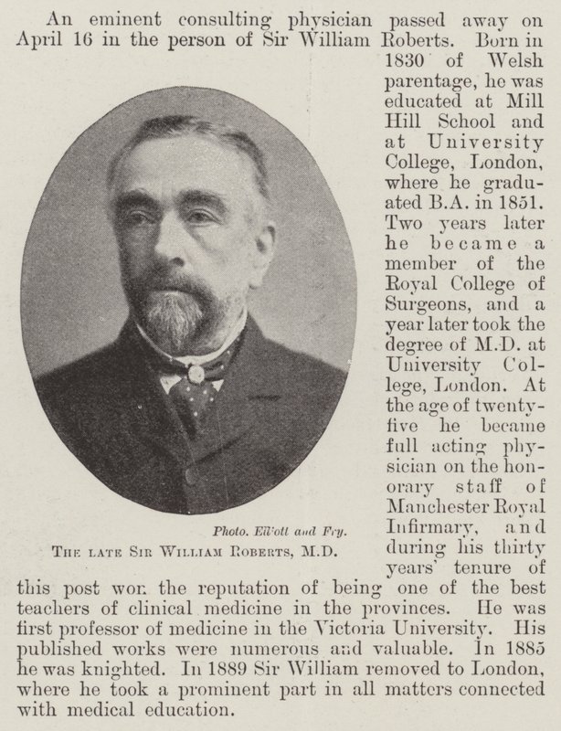 Den framlidne Sir William Roberts, MD av English Photographer