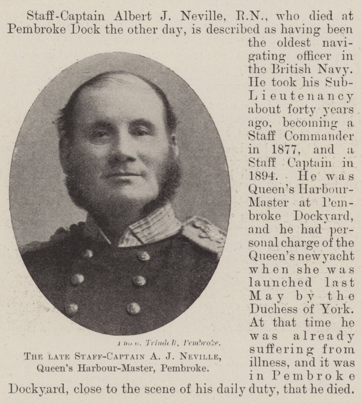 Den bortgångne Staff-kapten A J Neville, Queens Harbour-Master, Pembroke av English Photographer