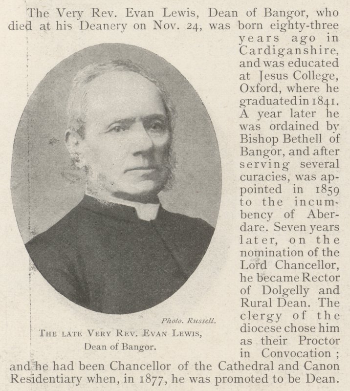 Den framlidne Very Reverend Evan Lewis, dekanus i Bangor av English Photographer