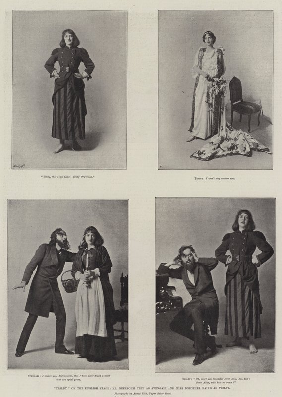 Trilby på engelska scenen, Mr Beerbohm Tree som Svengali och Miss Dorothea Baird som Trilby av English Photographer