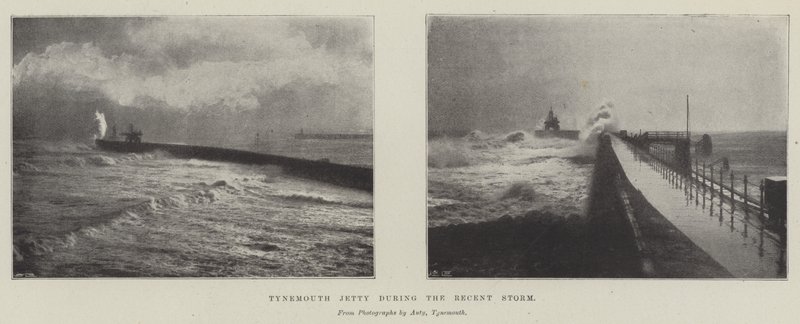 Tynemouth Jetty under den senaste stormen av English Photographer