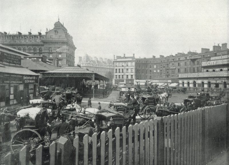 Victoria Station, allmän utsikt över stationsgården (s/v foto) av English Photographer