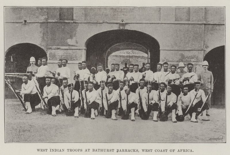 Västindiska trupper vid Bathurst Barracks, Afrikas västkust av English Photographer