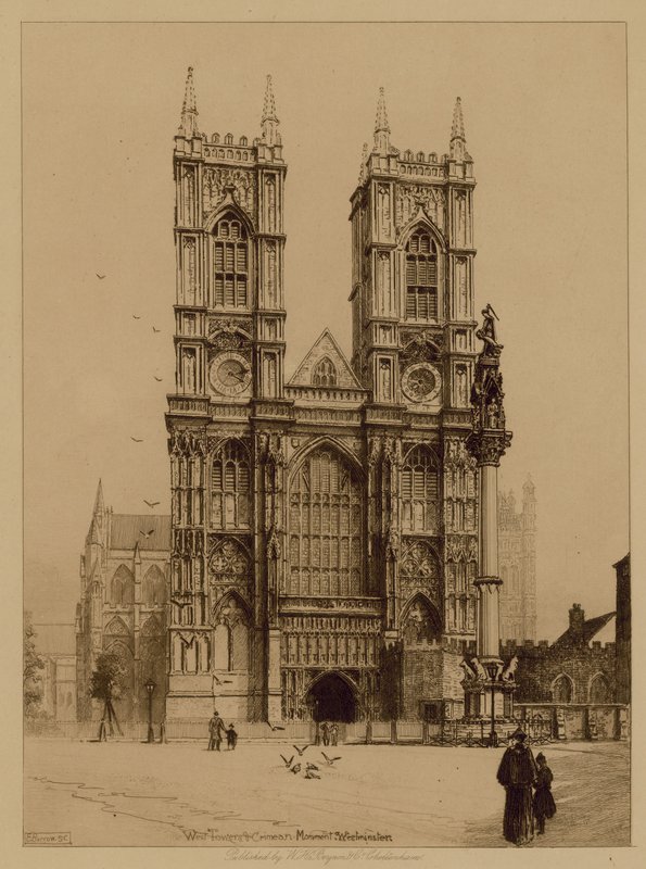 West Tower och Krimmonumentet vid Westminster Abbey av English Photographer