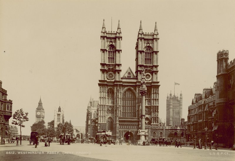 Västra fronten av Westminster Abbey av English Photographer