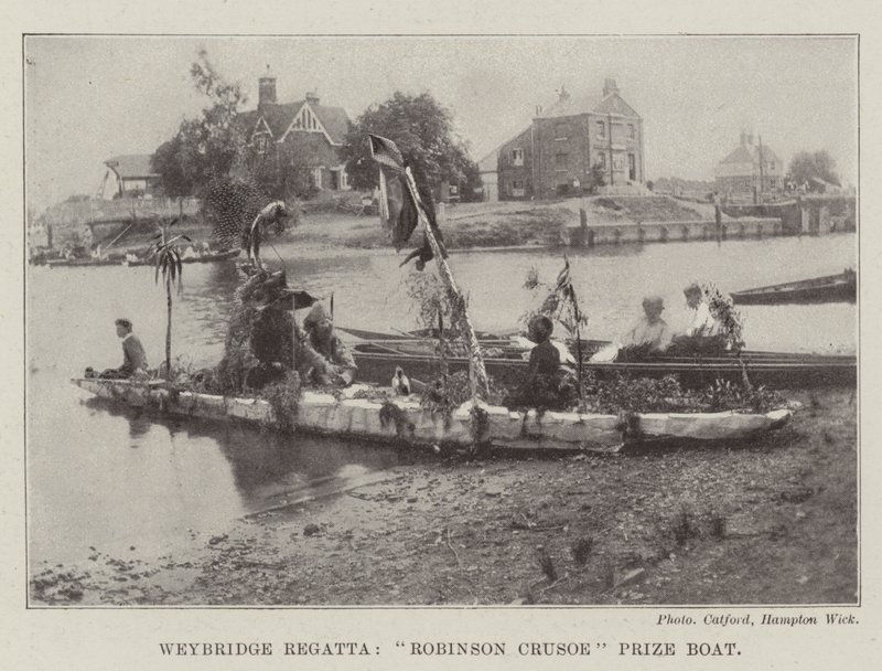 Weybridge Regatta, Robinson Crusoe Prize Boat av English Photographer