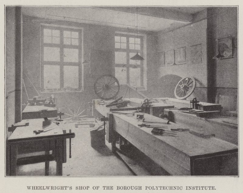 Wheelwrights Shop vid Borough Polytechnic Institute av English Photographer
