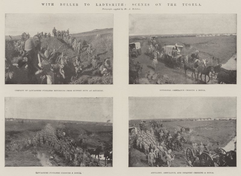 Med Buller till Ladysmith, Scener på Tugela av English Photographer