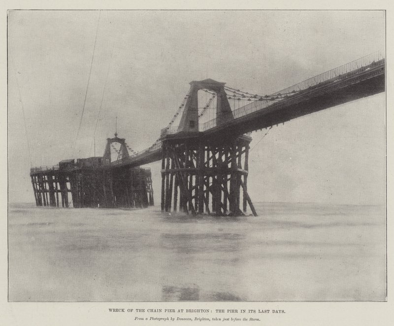 Vraket av Chain Pier i Brighton, piren i dess sista dagar av English Photographer