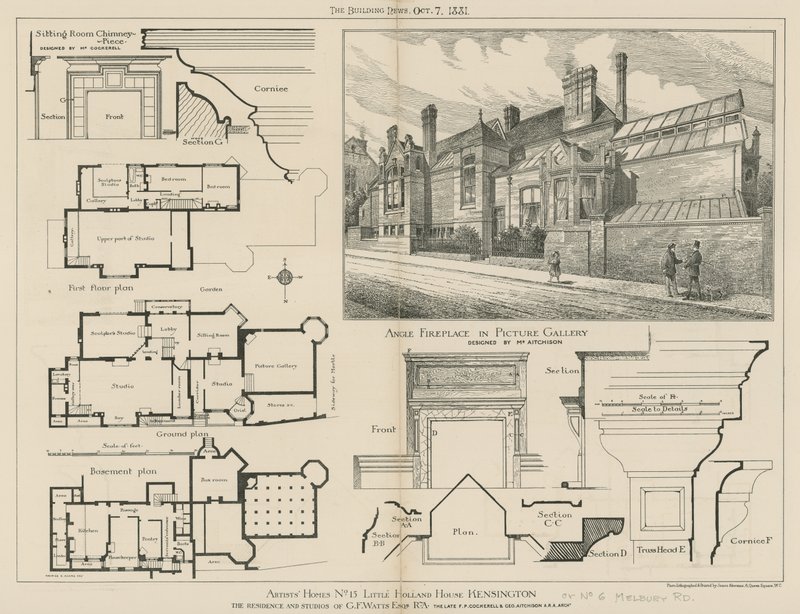 15 Little Holland House, Kensington, bostad och studior för GF Watts, RA av English School