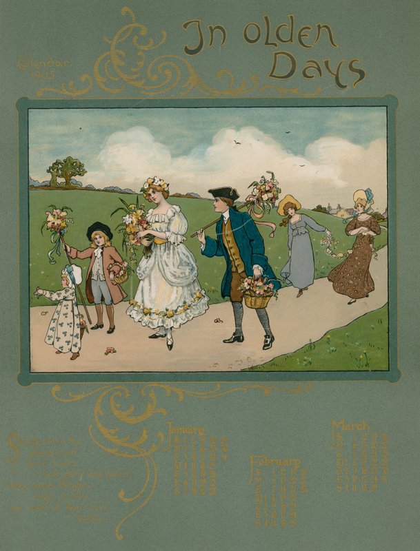 1905 års kalender med vers av Alfred Austin av English School