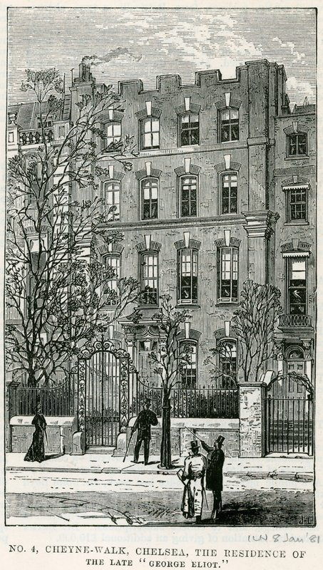 4 Cheyne Walk, Chelsea, den avlidne George Eliots bostad av English School