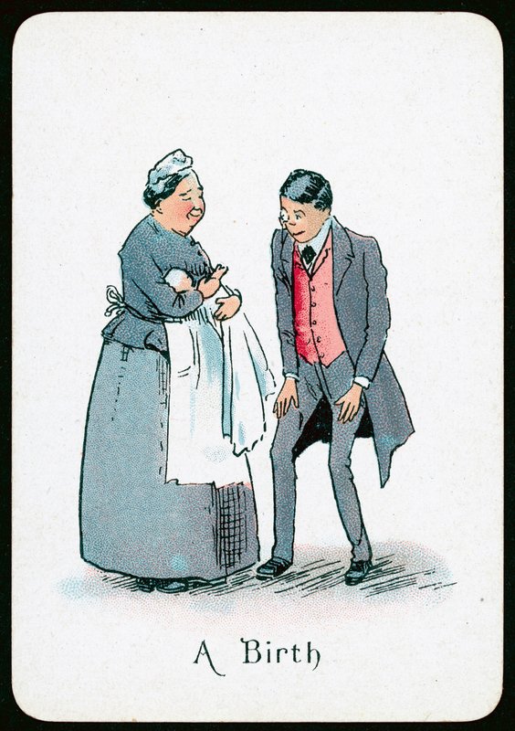 A Birth (färg litho) av English School