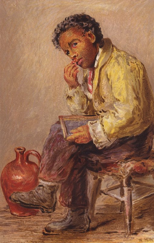 En brun studie (färglitografi) av English School