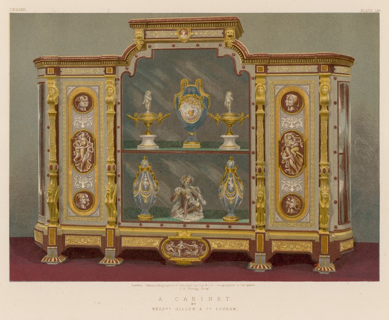 A Cabinet av Mrs Gillow and Co, London av English School
