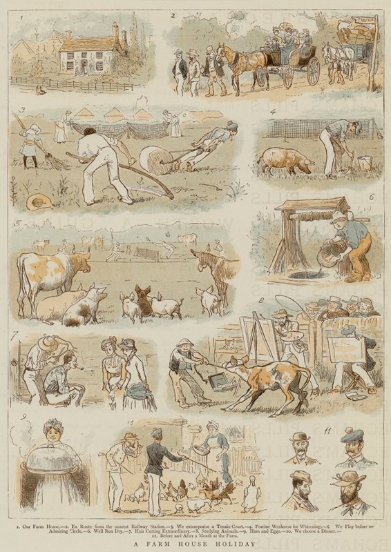 A Farm House Holiday (färg litho) av English School