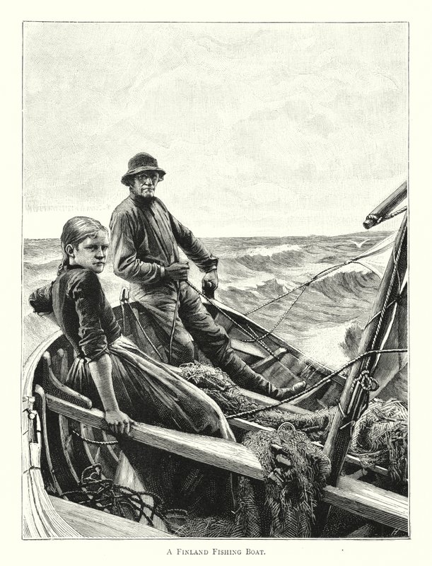 En finsk fiskebåt (gravyr) av English School