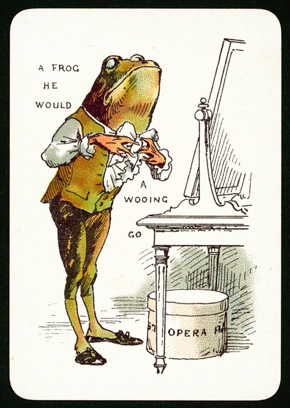 A Frog He Would A Wooing Go (färg litho) av English School