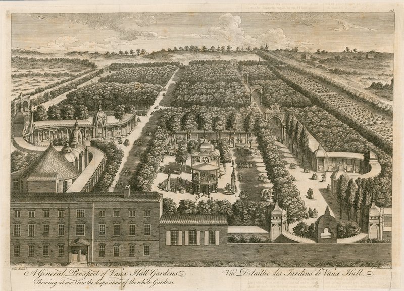 En allmän utsikt över Vauxhall Gardens av English School
