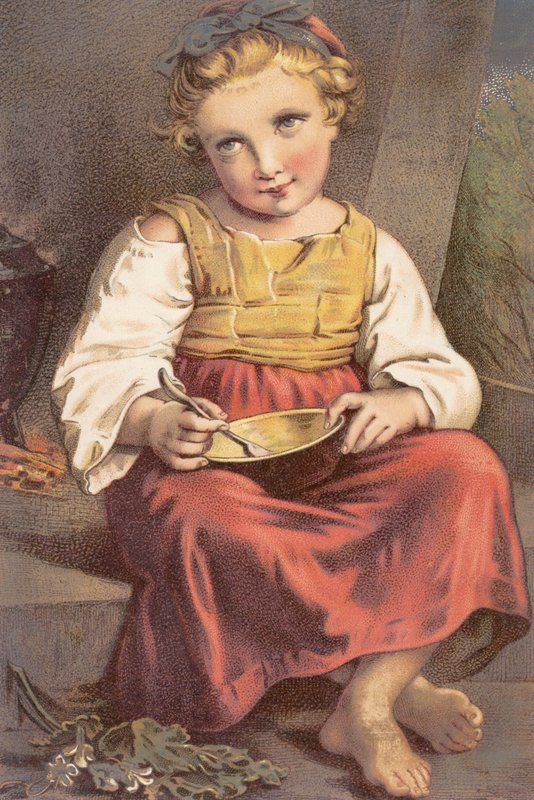 En morgonmåltid (färg litho) av English School