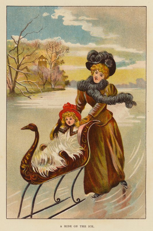 A Ride on the Ice (färg litho) av English School