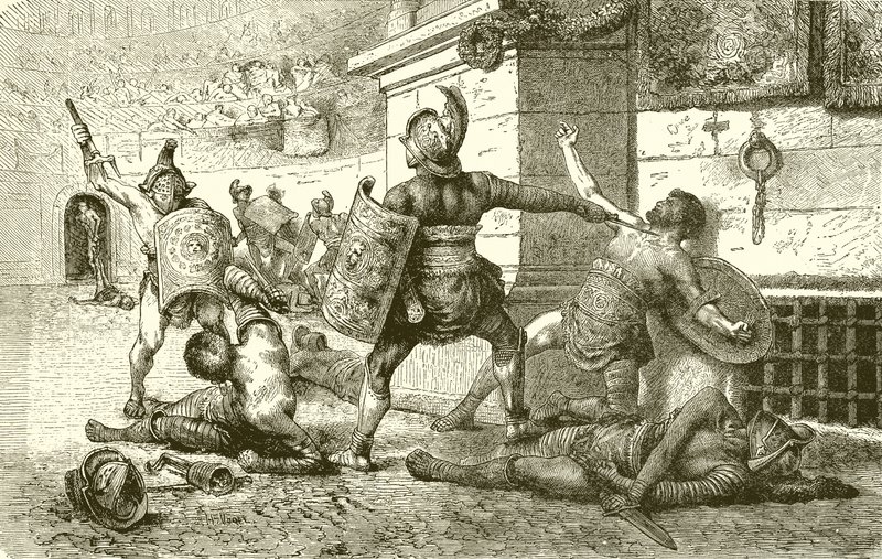 En romersk helgdag. Gladiatorernas strid. The Vanquished vädjar till åskådarna av English School