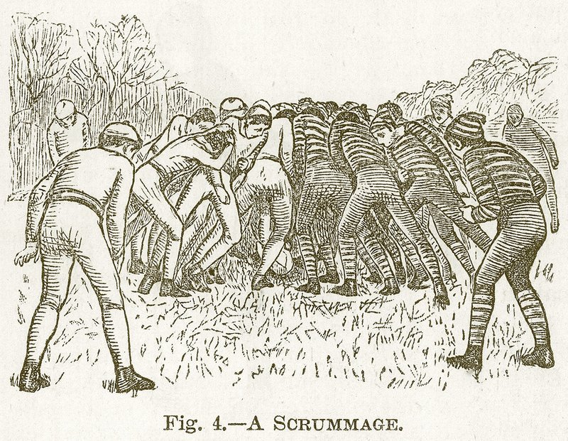A Scrummage, illustration för Cassells Book of Sports and Pastimes, c.1890 av English School