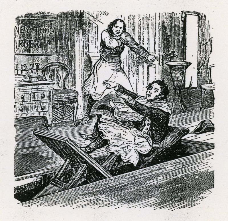 A String of Pearls eller The Friend of Fleet Street (1847), Britannia, Hoxton. Sweeney Todd av English School