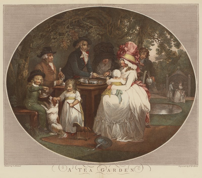 En teträdgård (chromolitho) av English School