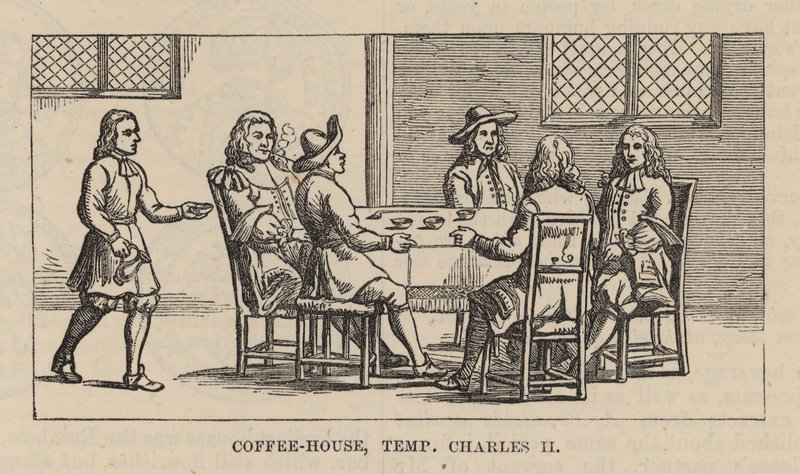 Ett kaffehus på Karl II:s tid av English School