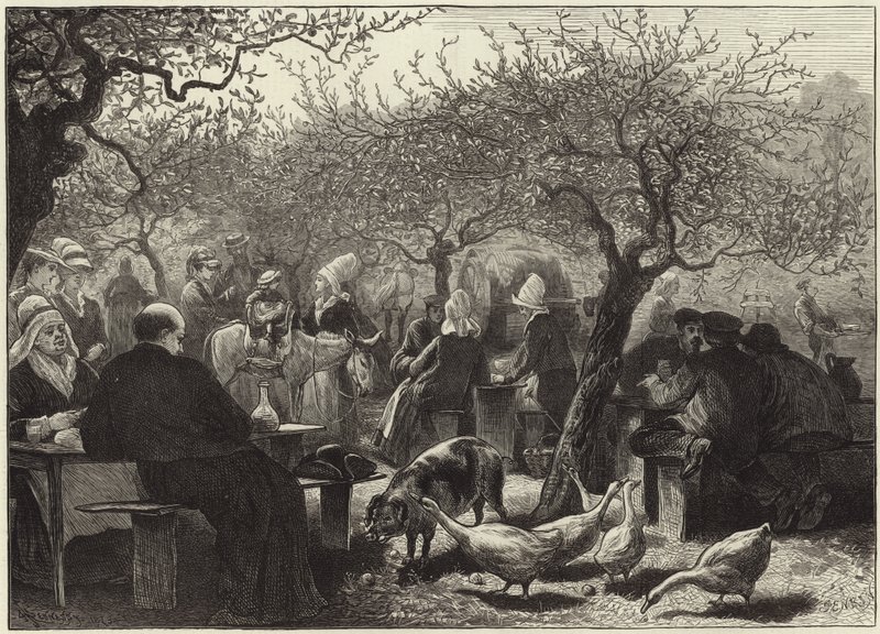 En festdag i Normandie efter äppelskörden av English School